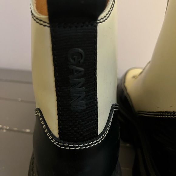 GANNI POLIDO Womens Leather Zip Ankle Boots - Picture 4 of 7